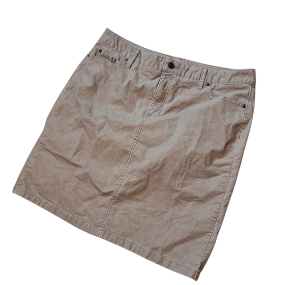 L.L. BEAN Corduroy Pencil Skirt Oatmeal Beige Ladies Plus Size 16 Natural Basic - Picture 1 of 3